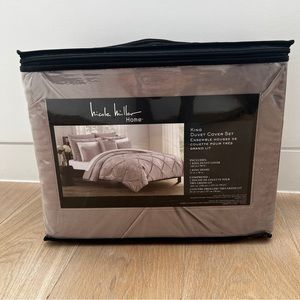 Nicole Miller Home - velvet 3-piece king duvet cover set - greyish lavender